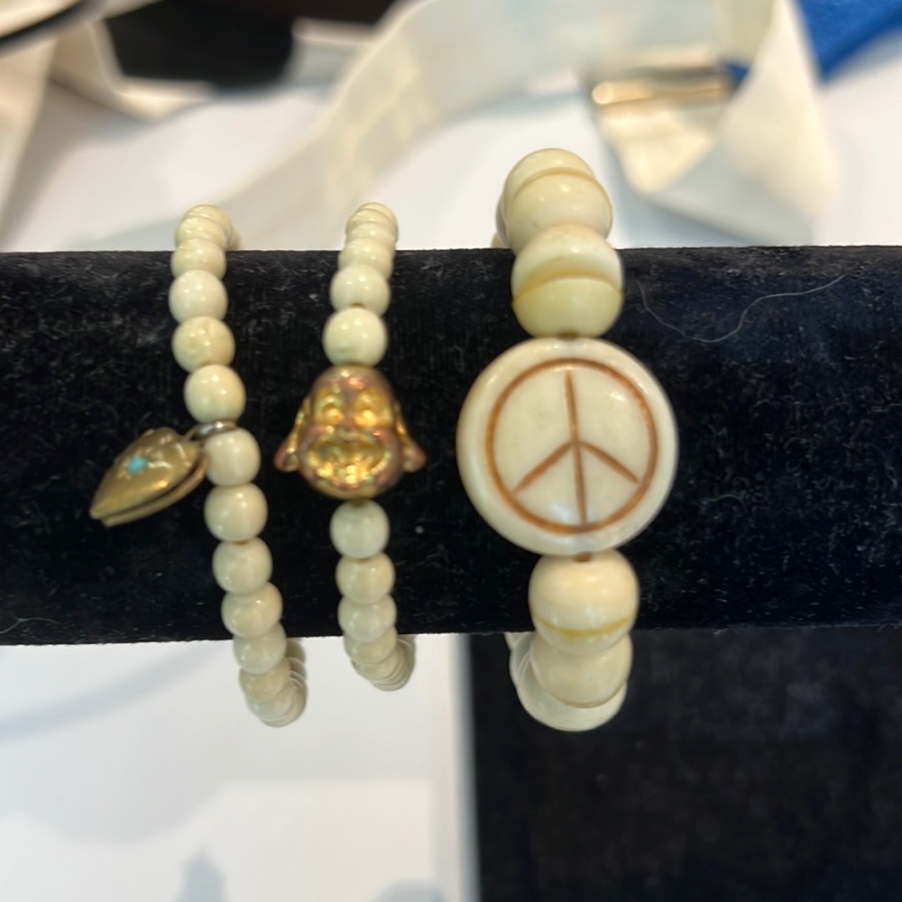 Off white colored stretchy zen bracelets